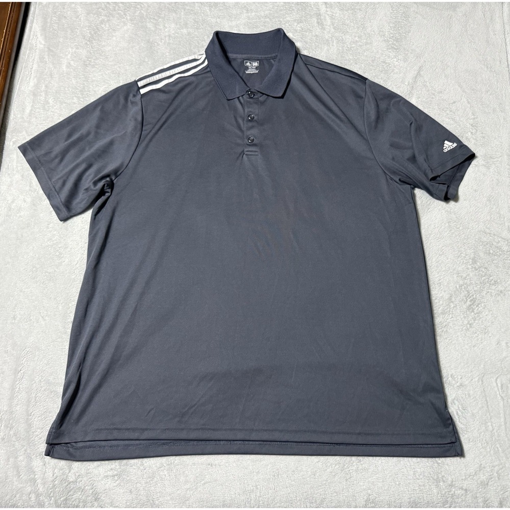Adidas Golf Polo Shirt Mens 4XL Gray Solid Performance‎ Short Sleeve Polyester